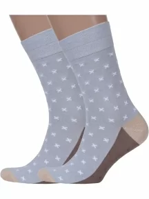 Комплект из 2 пар мужских носков MSCLUB №М46, 2-nm-524, СВЕТЛО-СЕРЫЕ