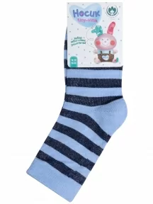 Детские носки "Борисоглебский трикотаж", 8С83, №4 ГОЛУБЫЕ с темно-синими полосами