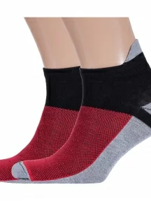 Комплект из 2 пар спортивных носков Альтаир, 2-А216, СЕРО-КРАСНЫЕ