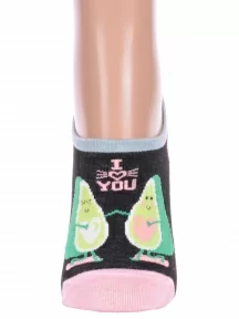 Женские ультракороткие носки Hobby Line, ННЖ18-09-01, ЧЕРНО-РОЗОВЫЕ