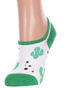 Женские ультракороткие носки Hobby Line, ННЖ18-09-03-11, БЕЛО-ЗЕЛЕНЫЕ
