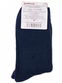 Женские теплые махровые носки Hobby Line, Нжамв6008-9, ТЕМНО-СИНИЕ