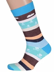 Мужские носки LORENZline, Е23, ГОЛУБЫЕ С ЧЕРЕПАМИ