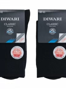 Комплект из 2 пар мужских антибактериальных носков DiWaRi, 2-7С-40СП, рис. 000, ЧЕРНЫЕ