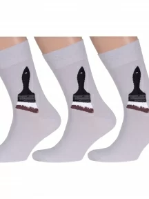 Комплект из 3 пар мужских носков MSCLUB №М20, msk3-М20, nm-237Э, СВЕТЛО-СЕРЫЕ с кисточкой