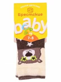 Детские махровые носки Брестские (БЧК), 14С3060, рис. 496, ТЕМНО-КОРИЧНЕВЫЕ МЕЛАНЖ