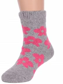 Детские теплые махровые носки Hobby Line, Ндад7615, СВЕТЛО-СЕРЫЕ С РОЗОВЫМ