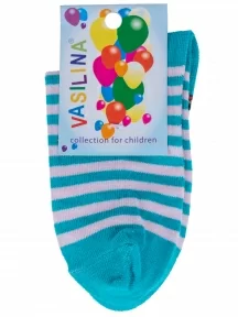 Комплект из 2 пар детских носков VASILINA, 2-0С2342, БИРЮЗОВО-РОЗОВЫЕ