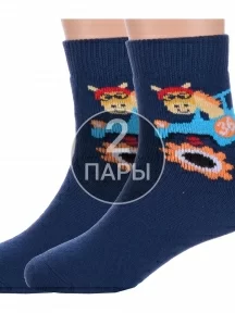 Комплект из 2 пар детских махровых носков Брестские (БЧК) рис. 635, СИНИЕ (2-14С3060)