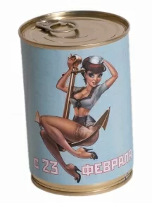 Мужские носки "Трио " в банке, 1БАН_23ПА, "С 23 ФЕВРАЛЯ" голубая / черные