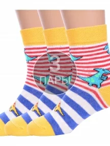 Комплект из 3 пар детских носков Брестские (БЧК) рис. 4009, ЯРКО-ЖЕЛТЫЕ (3-14С3081)