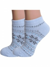 Комплект из 2 пар женских полушерстяных носков Grinston socks (PINGONS) ГОЛУБЫЕ (2-17D4)