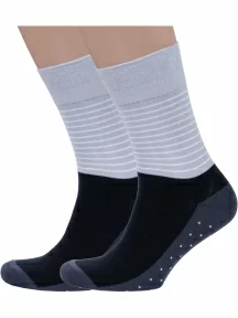 Комплект из 2 пар мужских носков MSCLUB №М47, 2-nm-536, СЕРЫЕ с черным и графитовым