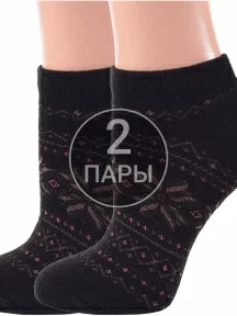 Комплект из 2 пар женских полушерстяных носков Grinston socks (PINGONS) ЧЕРНЫЕ (2-17D4)