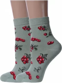 Комплект из 2 пар женских носков Брестские (БЧК), 2-16с1102, рис. 671 СЕРО-ЗЕЛЕНЫЕ
