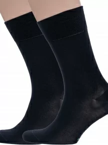 Комплект из 2 пар мужских носков Grinston socks (PINGONS) из мерсеризованного хлопка, 2-15D3, ЧЕРНЫЕ