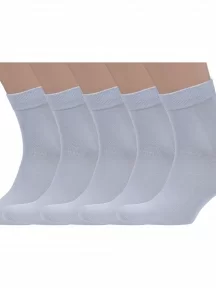 Комплект из 5 пар мужских носков Grinston socks (PINGONS) из 100% хлопка СВЕТЛО-СЕРЫЕ (5-15D12)