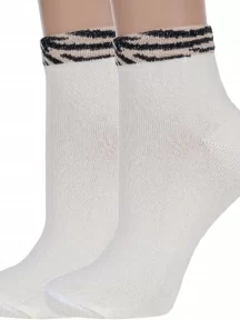 Комплект из 2 пар женских носков Альтаир, 2-А210, МОЛОЧНЫЕ, рис. Зебра