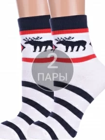 Комплект из 2 пар женских махровых носков ХОХ, 2-GZ-3R17, БЕЛЫЕ