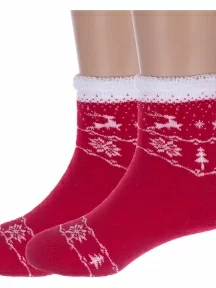 Комплект из 2 пар детских махровых носков "Красная ветка", 2-С-645, КРАСНЫЕ