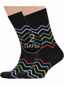 Комплект из 2 пар мужских носков MSCLUB №М43, 2-nm-465, ЧЕРНЫЕ с зигзагами