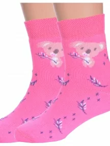 Комплект из 2 пар детских махровых носков Брестские (БЧК), 2-14С3060, рис. 313, ЯРКО-РОЗОВЫЕ