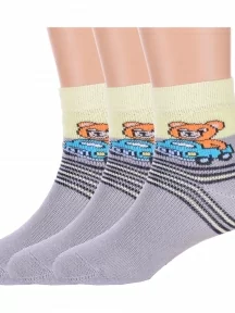 Комплект из 3 пар детских махровых носков Брестские (БЧК), 3-14С3060, рис. 822, СВЕТЛО-СЕРЫЕ