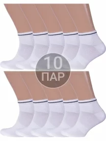 Комплект из 10 пар спортивных носков Рина+, 10-А 12, БЕЛЫЕ