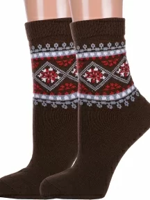 Комплект из 2 пар женских полушерстяных носков LORENZLine, 2-В15, КОРИЧНЕВЫЕ
