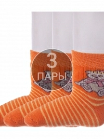 Комплект из 3 пар детских махровых носков Брестские (БЧК) рис. 098, ОРАНЖЕВЫЕ (3-14С3060)
