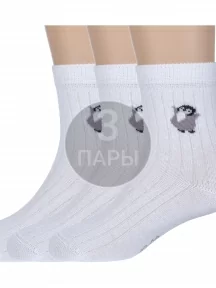 Комплект из 3 пар детских носков RuSocks (Орудьевский трикотаж), 3-Д3-130096М, рис 03, БЕЛЫЕ