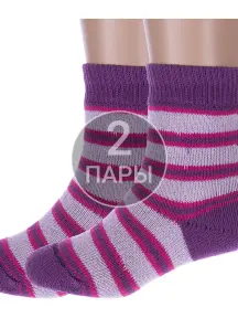 Комплект из 2 пар детских махровых носков Альтаир СИРЕНЕВО-ФИОЛЕТОВЫЕ (2-С114)