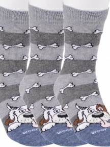 Комплект из 3 пар детских носков RuSocks (Орудьевский трикотаж), 3-Д-53, рис. 02, СЕРЫЕ