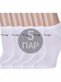 Комплект из 5 пар женских спортивных носков Альтаир, 5-А217, рис. 1, БЕЛЫЕ