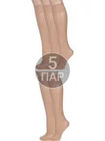 Комплект из 5 пар женских гольфов Conte Natural, телесные (5-14С-58СП/Tension soft 20Г)