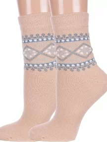 Комплект из 2 пар женских полушерстяных носков LORENZLine, 2-В15, БЕЖЕВЫЕ