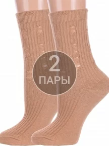 Комплект из 2 пар женских носков Hobby Line, 2-Нжвип1024, ПЕСОЧНЫЕ