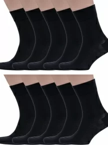 Комплект из 10 пар мужских бамбуковых носков Grinston socks (PINGONS), 10-15D1, ЧЕРНЫЕ