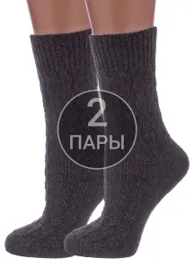 Комплект из 2 пар женских полушерстяных носков RuSocks (Орудьевский трикотаж) ТЕМНО-СЕРЫЕ (2-Ж-185)