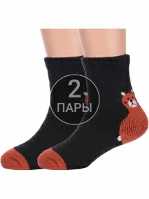 Комплект из 2 пар детских теплых махровых носков Hobby Line ЧЕРНЫЕ (2-Ндад7617-1)