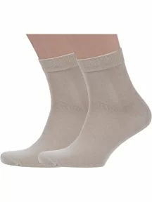 Комплект из 2 пар мужских носков Grinston socks из 100% хлопка, 2-15D12, БЕЖЕВЫЕ