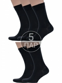 Комплект из 5 пар мужских носков Grinston socks (PINGONS) из 100% хлопка ЧЕРНЫЕ (5-15D2)