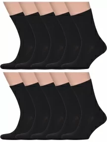 Комплект из 10 пар мужских носков Альтаир, 10-H226, ЧЕРНЫЕ