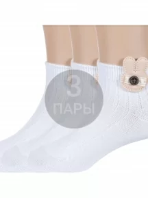 Комплект из 3 пар детских носков с аппликацией "Борисоглебский трикотаж", 3-8С972, БЕЛЫЕ