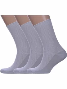 Комплект из 3 пар носков с анатомической резинкой Альтаир, 3-С198, СВЕТЛО-СЕРЫЕ