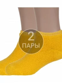 Комплект из 2 пар детских носков с наружной махрой ХОХ, 2-DZ-3R18, ТЕМНО-ЖЕЛТЫЕ