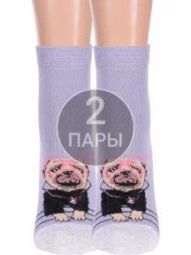 Комплект из 2 пар женских носков Брестские (БЧК) рис. 587, СЕРО-СИРЕНЕВЫЕ (2-20С1133)