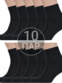 Комплект из 10 пар мужских носков Альтаир ЧЕРНЫЕ (10-С9)