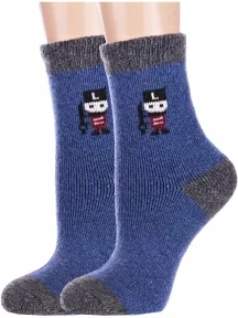 Комплект из 2 пар детских теплых махровых носков Hobby Line, 2-Ндам7629-10, ДЖИНСОВЫЕ