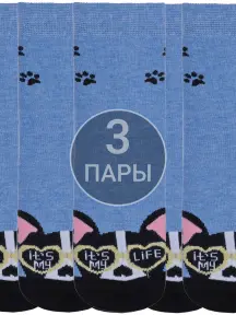 Комплект из 3 пар детских носков с люрексом RuSocks (Орудьевский трикотаж) рис. 01, ДЖИНС (3-Д3-13156)